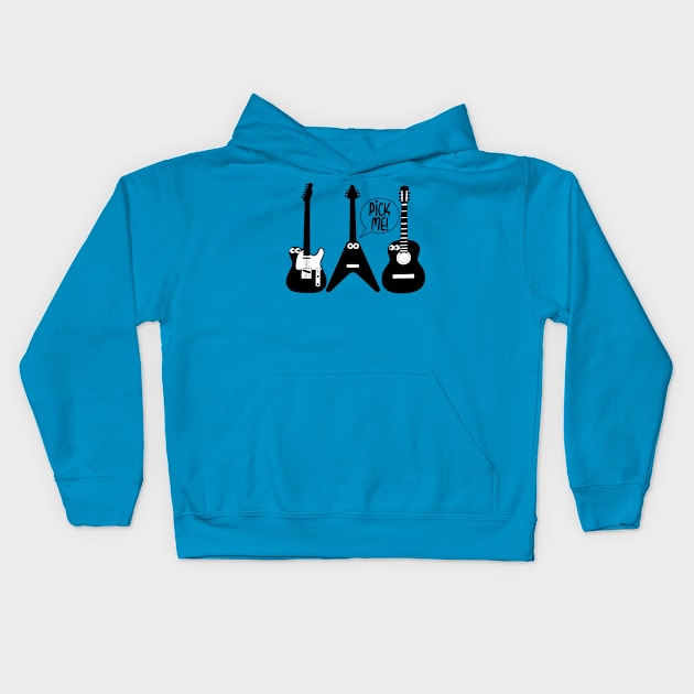 Pick Me Funny Guitar Kids Hoodie by Timeforplay